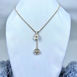 Anne Klein Gold & Silver Toned 16” Chain Necklace w/ Dogwood Flower Drop Pendant